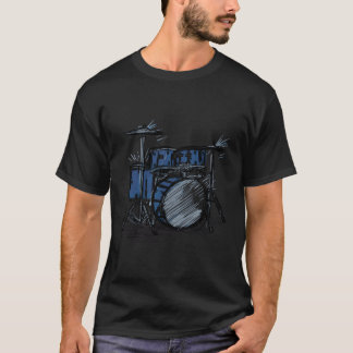 Drum Sketch Drummer Musician Drawing T-Shirt