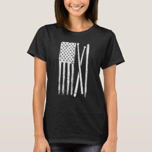Drum Sticks Usa Flag Drummer Musician Humour T-Shirt
