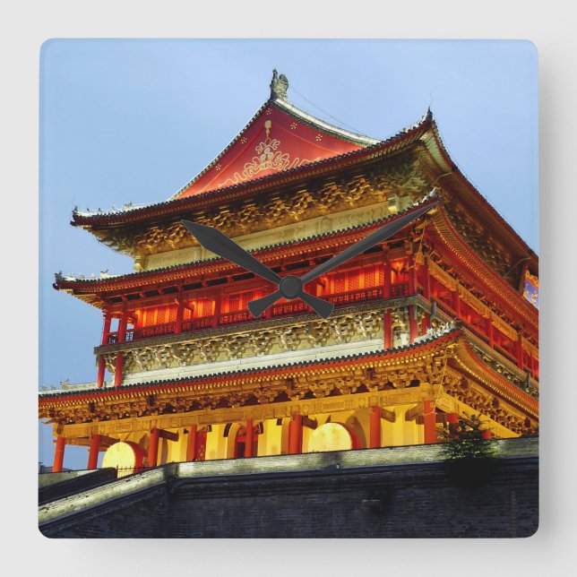 Drum Tower of Xi'An Square Wall Clock (Front)