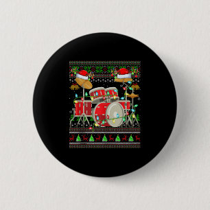Drum Ugly Christmas Sweater Musical Drum Player Dr 6 Cm Round Badge