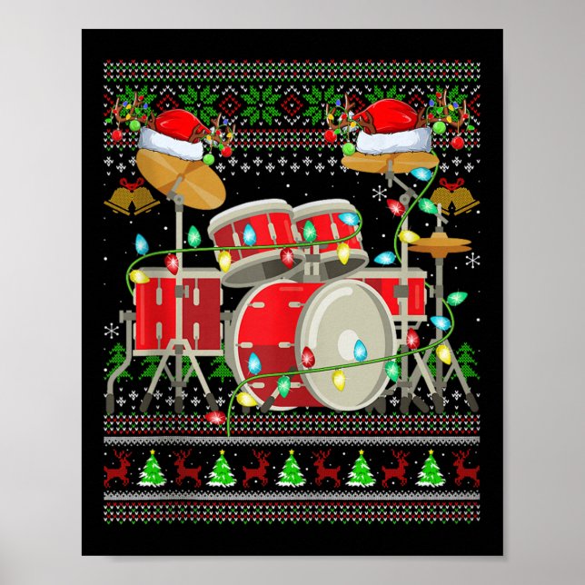 Drum Ugly Christmas Sweater Musical Drum Player Dr Poster (Front)