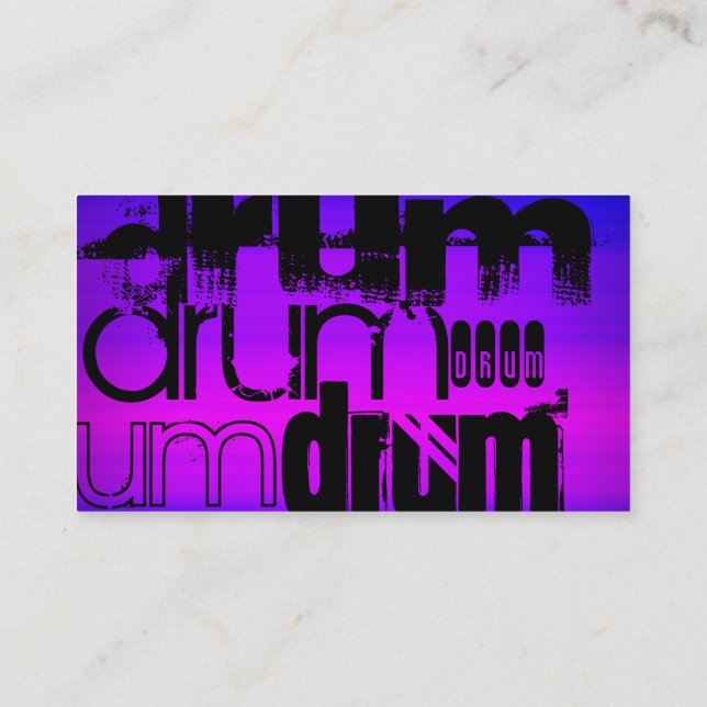 Drum; Vibrant Violet Blue and Magenta Business Card (Back)