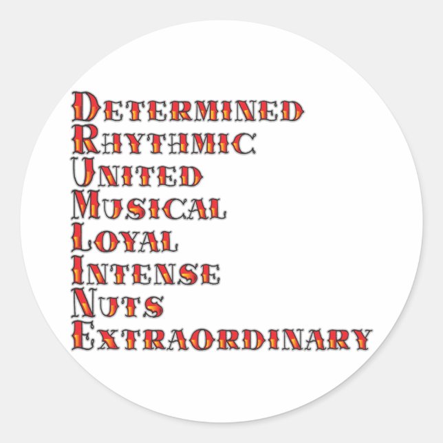 Drumline Definition Classic Round Sticker (Front)