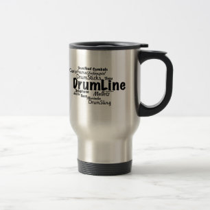 Drumline Word Cloud Black Text Travel Mug
