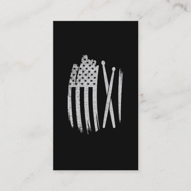Drummer American Flag Drum Sticks Drumming Business Card (Front)