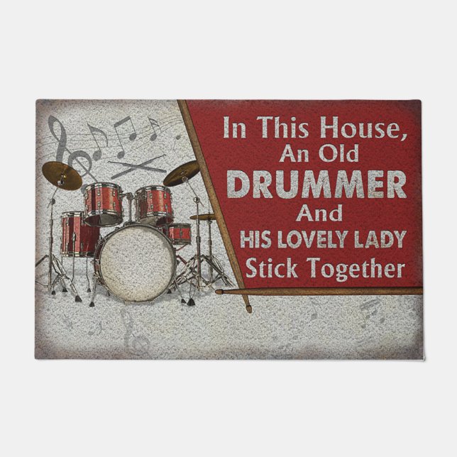 Drummer and A Lovely Lady Stick Together Funny Mat (Front)