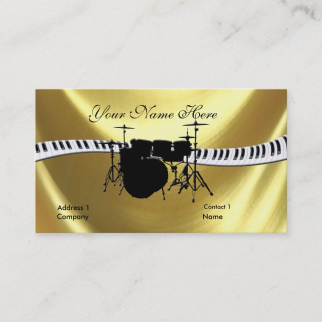 Drummer and Keyboardb Gold Business Card (Front)