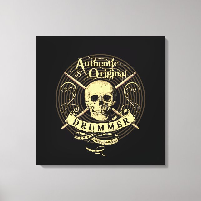 Drummer Art Canvas Skull Drumsticks Drum Picture Print (Front)