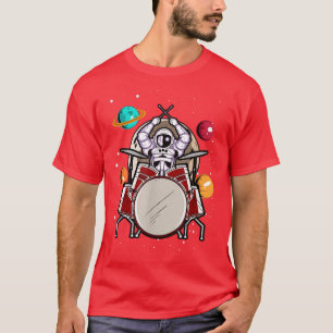 Drummer Astronaut Outer Space Spaceman Drums T-Shirt
