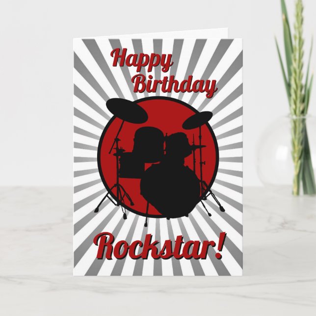 Drummer Birthday Card Musician Rockstar Drums Rock (Front)