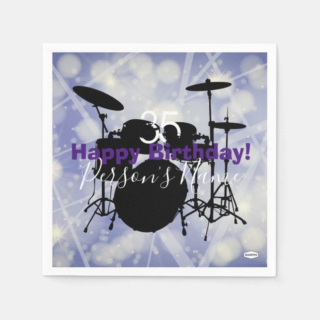 Drummer Birthday Theme Napkin HAMbWG (Front)
