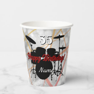 Drummer Birthday Theme Paper Cups HAMbWG