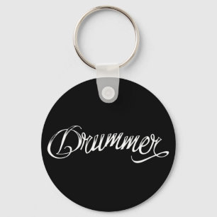 Drummer Black Key Ring