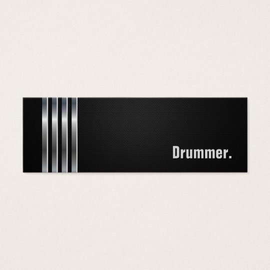Drummer - Black Silver Stripes Mini Business Card