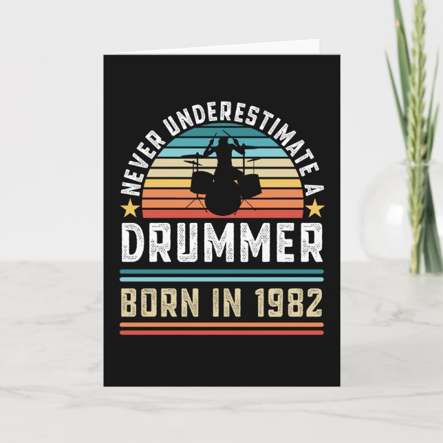 Drummer born 1982 40th Birthday Drumming Gift Card (Front)