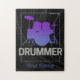 Drummer Born To Be for Percussionist Band Member Jigsaw Puzzle
