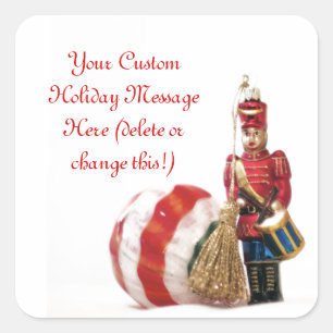 Drummer Boy and Christmas Ball Square Sticker