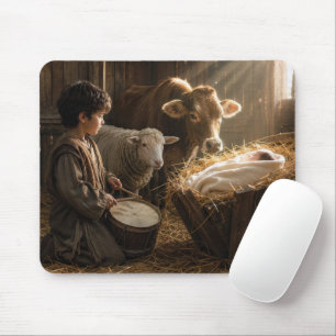 Drummer Boy Nativity Scene in a Barn Mouse Mat