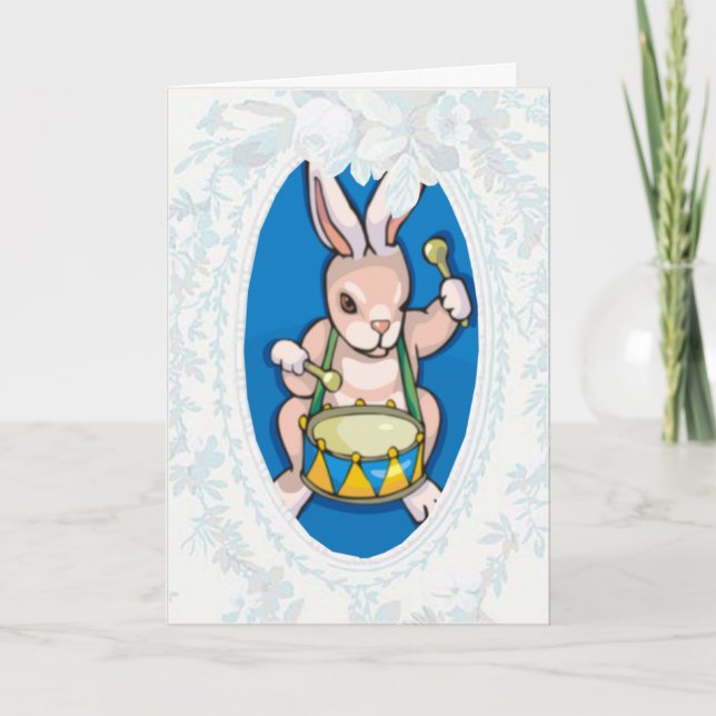 Drummer Bunny Easter Card (Front)