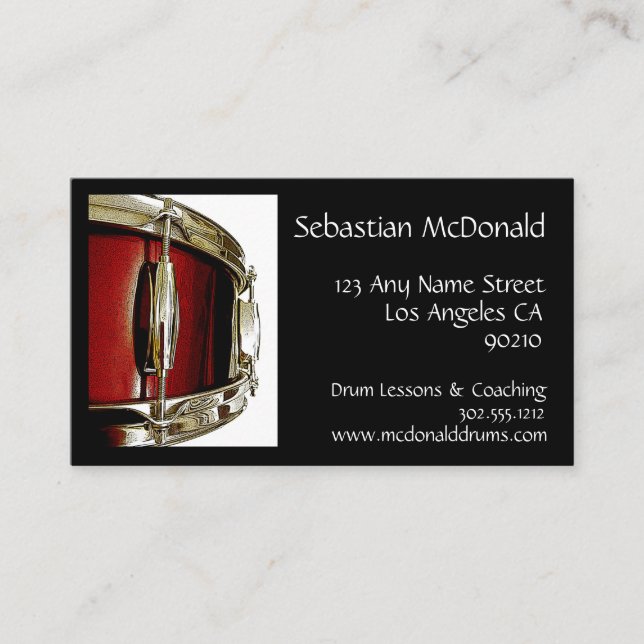 Drummer Business Card Percussion Business Card (Front)