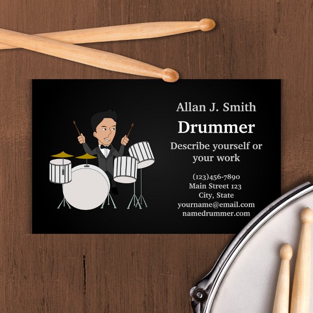 Drummer cartoon business card (Creator Uploaded)