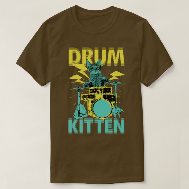 Drummer Cat Drum Kitten T-Shirt (Design Front)