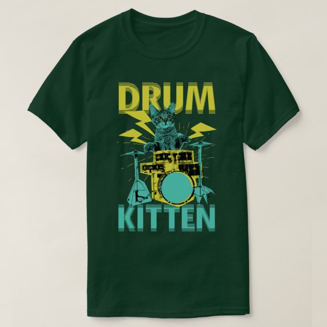Drummer Cat Drum Kitten T-Shirt (Design Front)