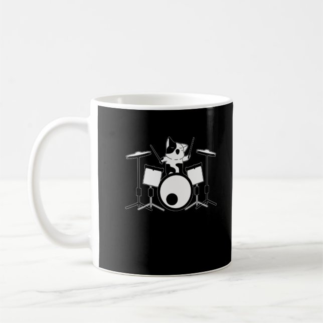 Drummer Cat Drumset Pet Drum Musician Animal Coffee Mug (Left)
