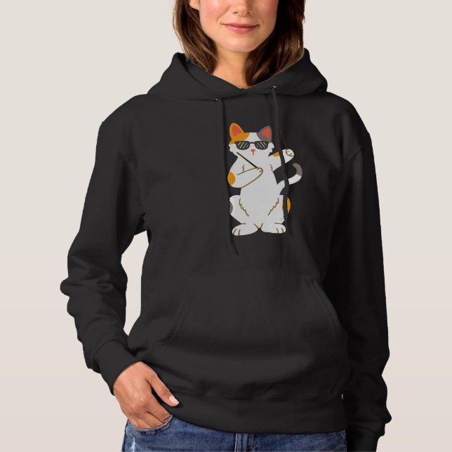 Drummer Cat Drumsticks Drumming Hoodie (Front)