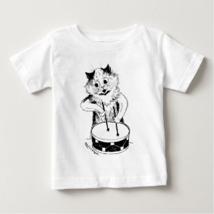 Drummer Cat, Louis Wain Baby T-Shirt