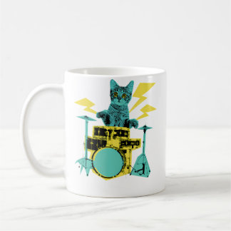 Drummer Cat Music Lover Musician Playing The Drums Coffee Mug