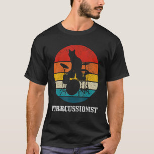 Drummer Cat Purrcussionist Vintage Drums Drumming T-Shirt