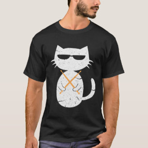 Drummer Cat Shirt I Funny Musician Drum Stick