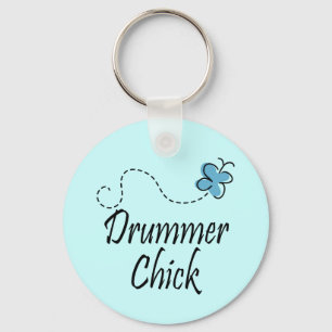 Drummer Chick Key Ring