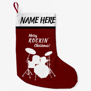 Drummer Christmas Custom Name Drum Kit Drumming Small Christmas Stocking