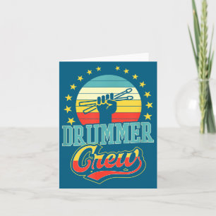 Drummer Crew Funny Trendy Retro Vintage Style Drum Thank You Card