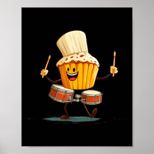 Drummer Cupcake Costume for Baked Goods and Muffin Poster