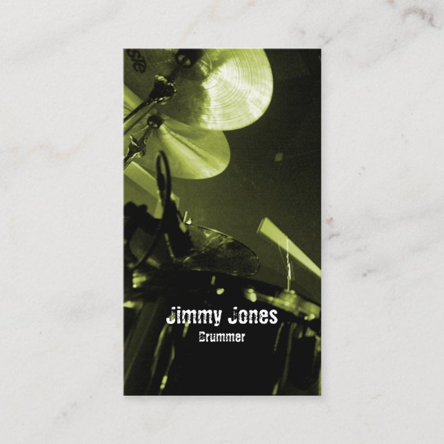 Drummer Cymbals and Toms Ochre Business Card (Front)