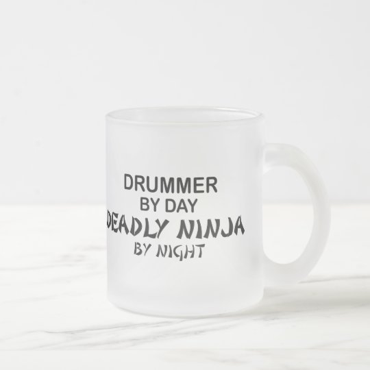 Drummer Deadly Ninja by Night Frosted Glass Coffee Mug