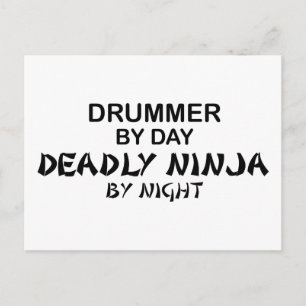 Drummer Deadly Ninja by Night Postcard