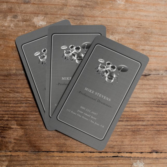 Drummer Drum Kit Band Elegant  Business Card (Creator Uploaded)