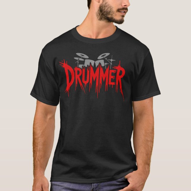 Drummer Drum Set Destroying Silence T-Shirt (Front)