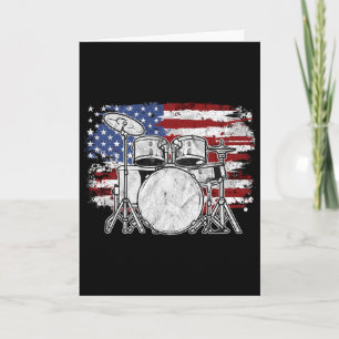 Drummer Drum Set Drums Usa Flag American 4th Of Ju Card