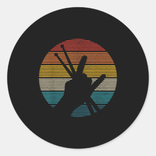 drummer drum sticks rock _ roll hand horns classic round sticker