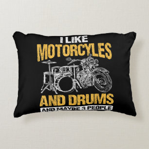 Drummer Drumming I Like Motorcycles And Drums Decorative Cushion