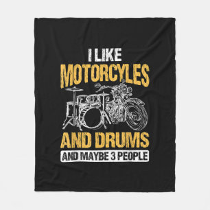 Drummer Drumming I Like Motorcycles And Drums Fleece Blanket