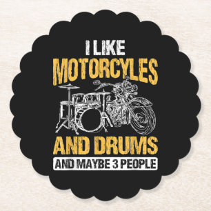 Drummer Drumming I Like Motorcycles And Drums Paper Coaster