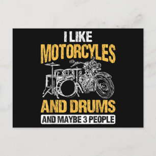 Drummer Drumming I Like Motorcycles And Drums Postcard