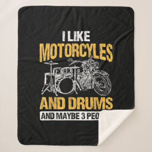 Drummer Drumming I Like Motorcycles And Drums Sherpa Blanket