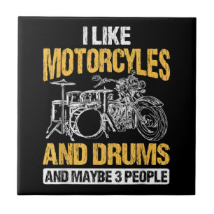 Drummer Drumming I Like Motorcycles And Drums Tile